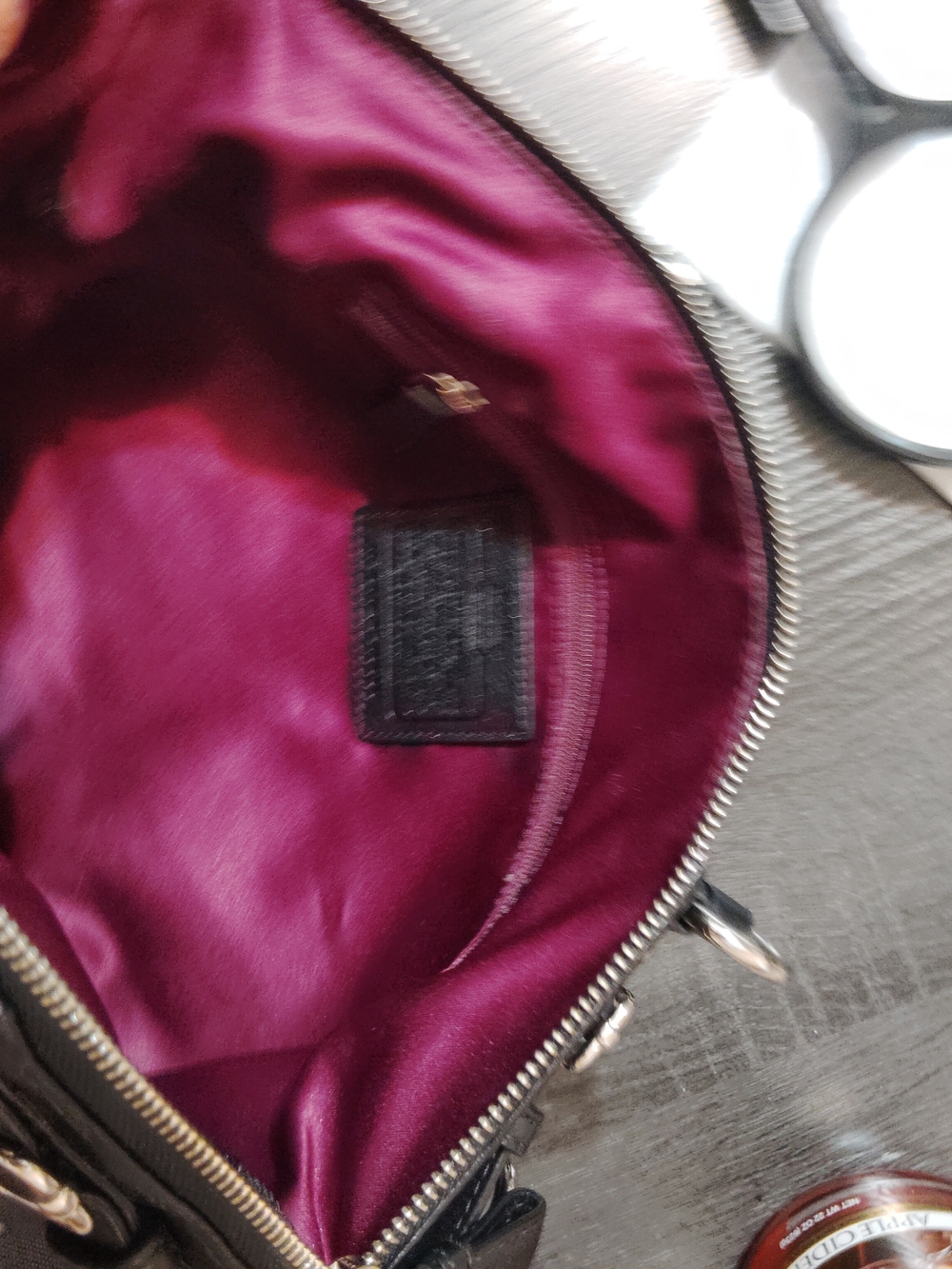 Coach Black and Silver Signature Purse with Leather Trim - Picture 6 of 7